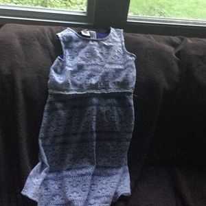 Blue dress with white lace